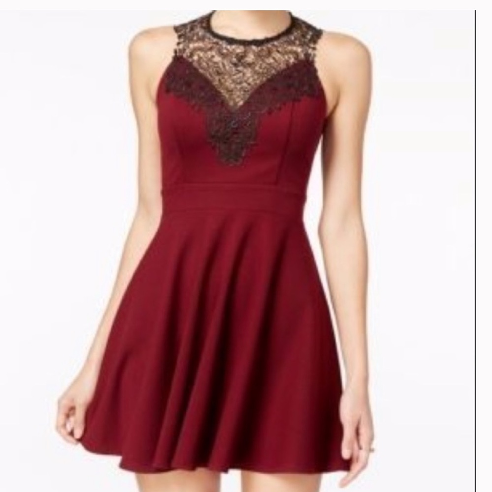 Material Girl Skaters Dress Lace Trim and Neckline Cocktail Prom Dress Size S